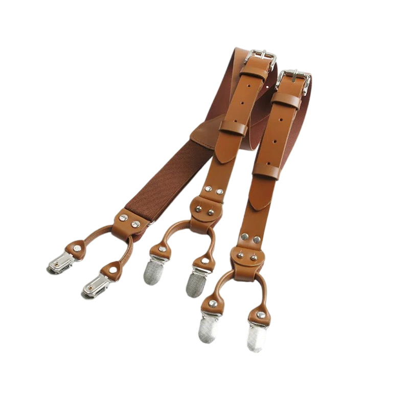 Suspenders Clip Men - 2.5Cm Leather Elasticity Men's Suspenders 6