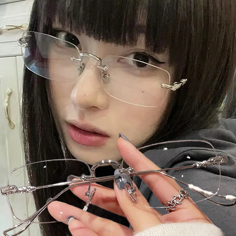Men'S Fashion Rimless Glasses - Transparent Rectangle Rimless Eyeglasses Blue Light