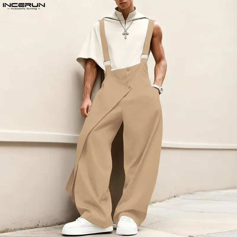 Men'S Fashion Overalls - INCERUN Men Jumpsuits Solid Color Loose