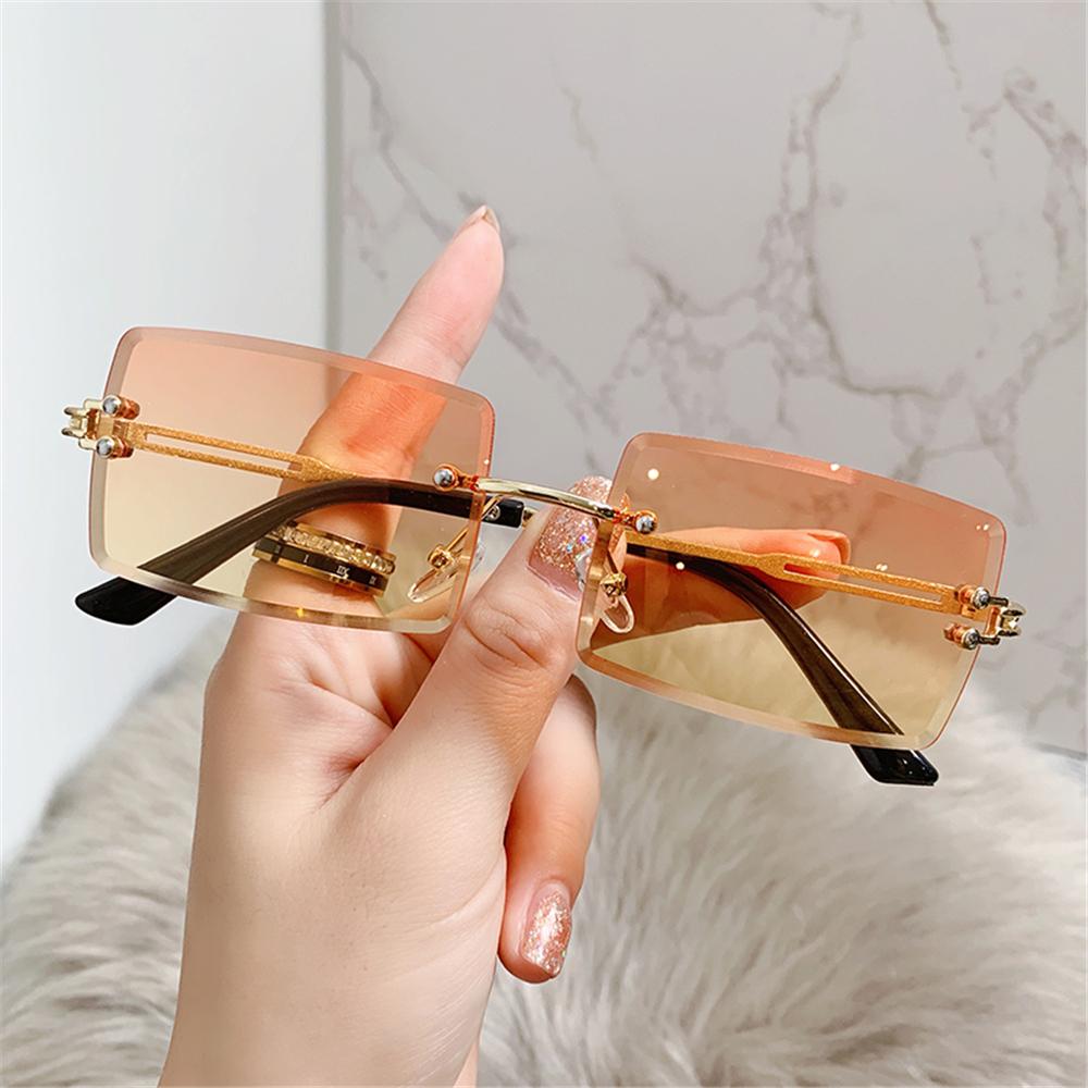 Men'S Fashion Rimless Glasses - Rimless Rectangle Sunglasses for Women Men
