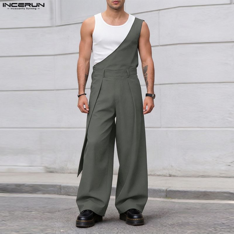 Men'S Fashion Overalls - INCERUN Men's Jumpsuits Pants Solid Color