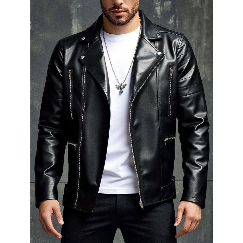 Men'S Fashion Leather Jacket - New Men's Leather Jacket Fashion Solid