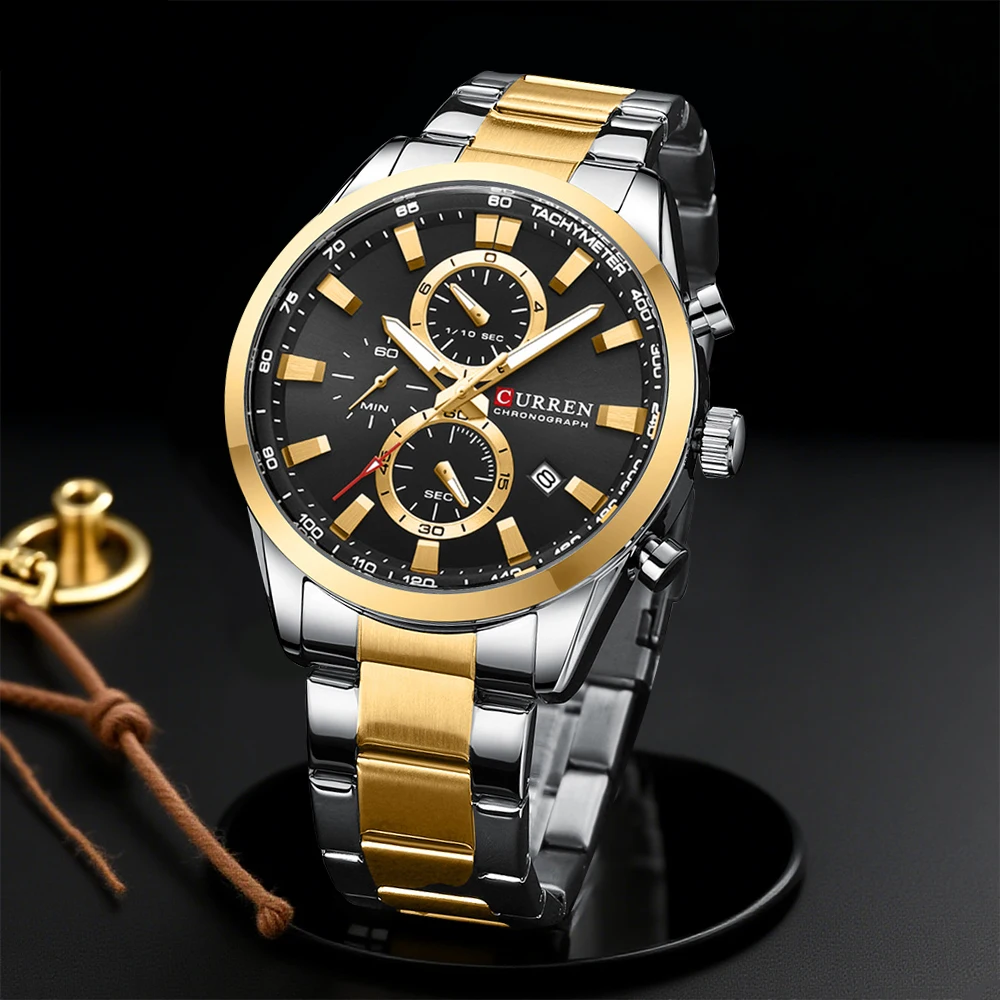 Mens Fashion Watch - CURREN Casual Quartz Chrono Sport Watches