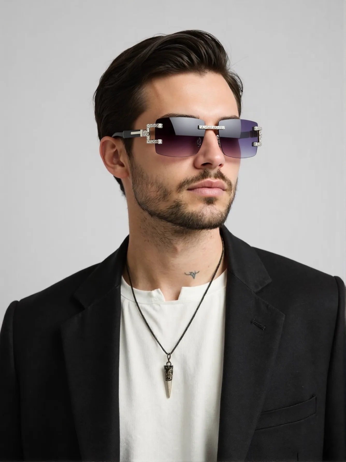 Men'S Fashion Rimless Glasses - Wood leg retro fashion sunglasses trend