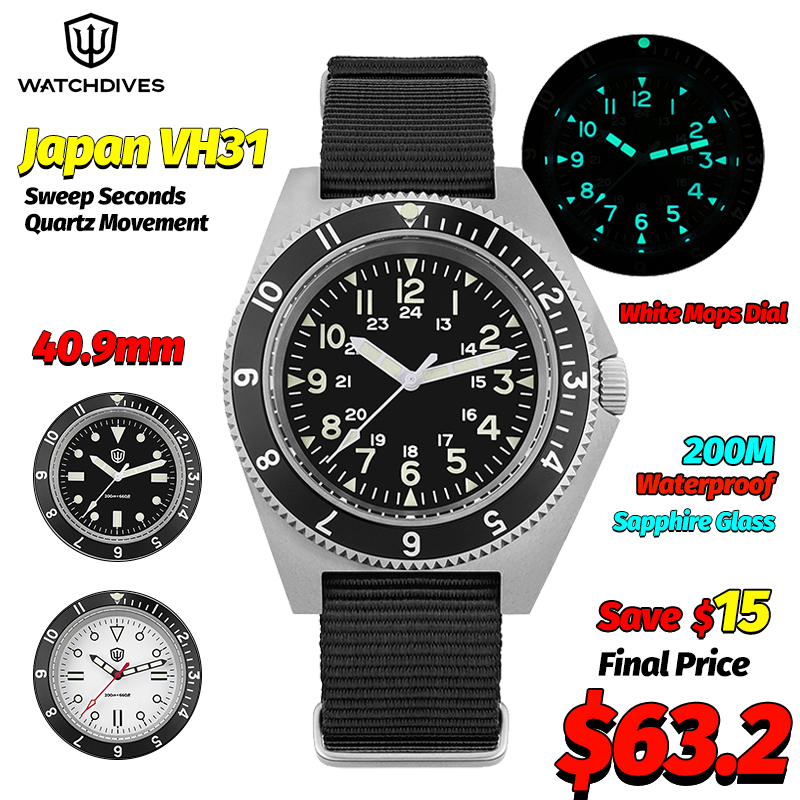 Mens Fashion Watch - Watchdives WD1972 Quartz Watch Sapphire Luminous