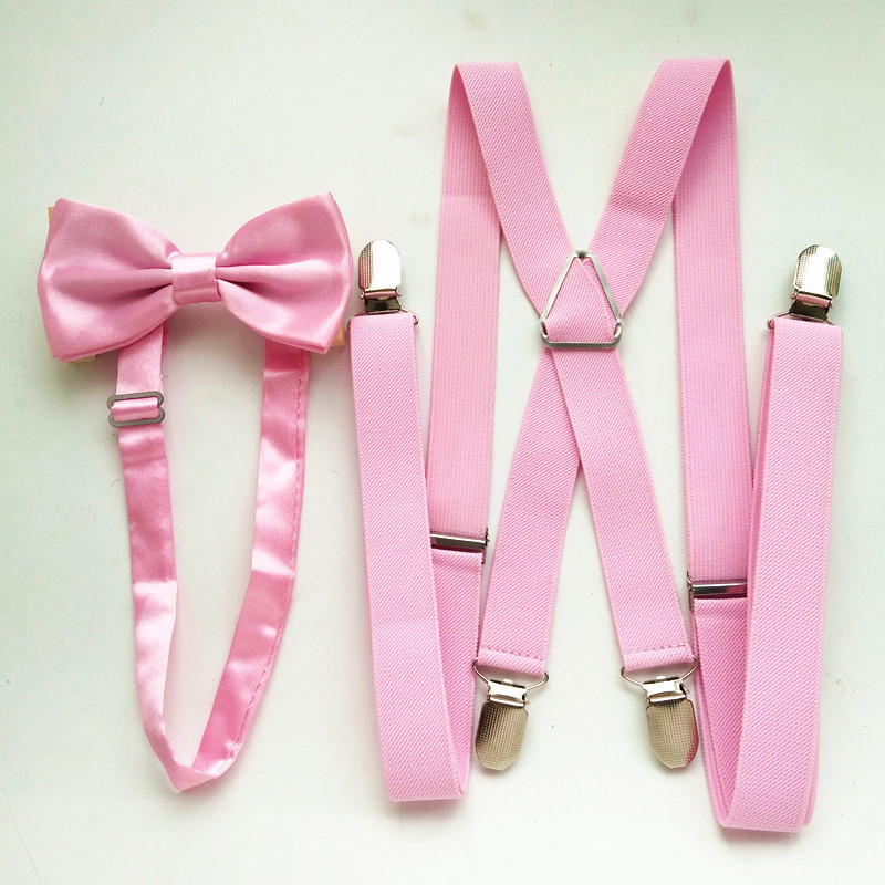 Suspenders Clip Men - Light Pink Women Mens Supenders Bowtie