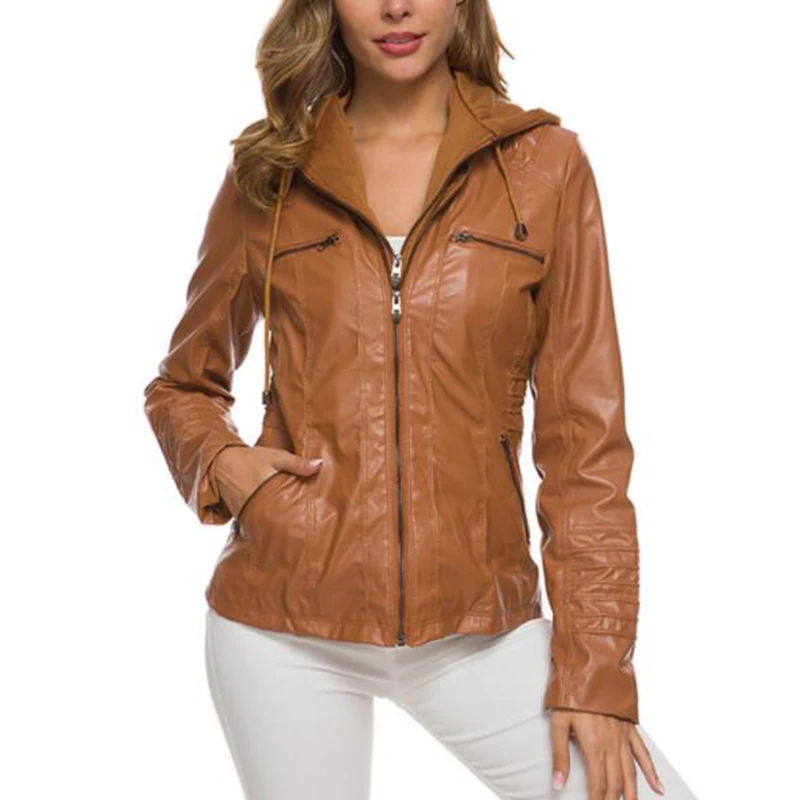 Men'S Fashion Leather Jacket - Hooded Leather Jacket Autumn Winter women's
