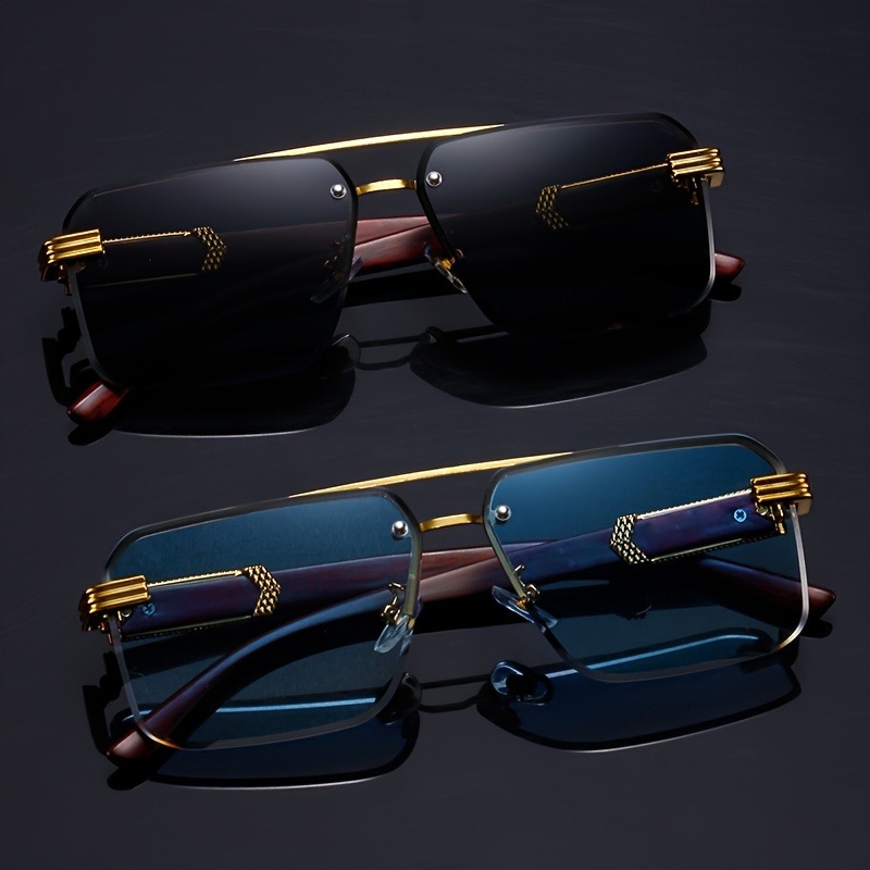 Trend Double Beam Rectangle Su - огляд і ціна Men'S Fashion Rimless Glasses