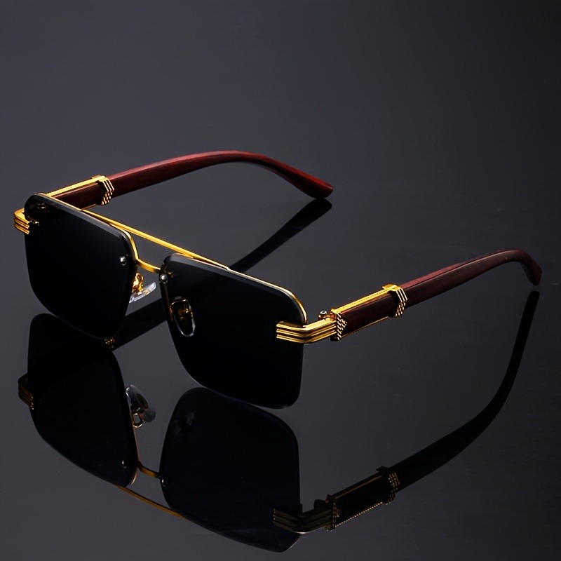 Trend Double Beam Rectangle Su - огляд і ціна Men'S Fashion Rimless Glasses
