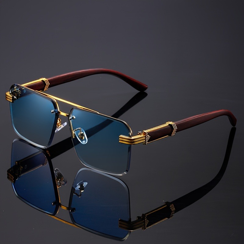 Trend Double Beam Rectangle Su - огляд і ціна Men'S Fashion Rimless Glasses