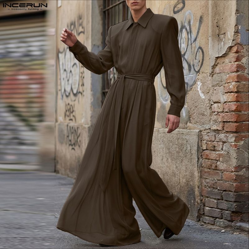 INCERUN Men Jumpsuits Solid La - огляд і ціна Men'S Fashion Overalls