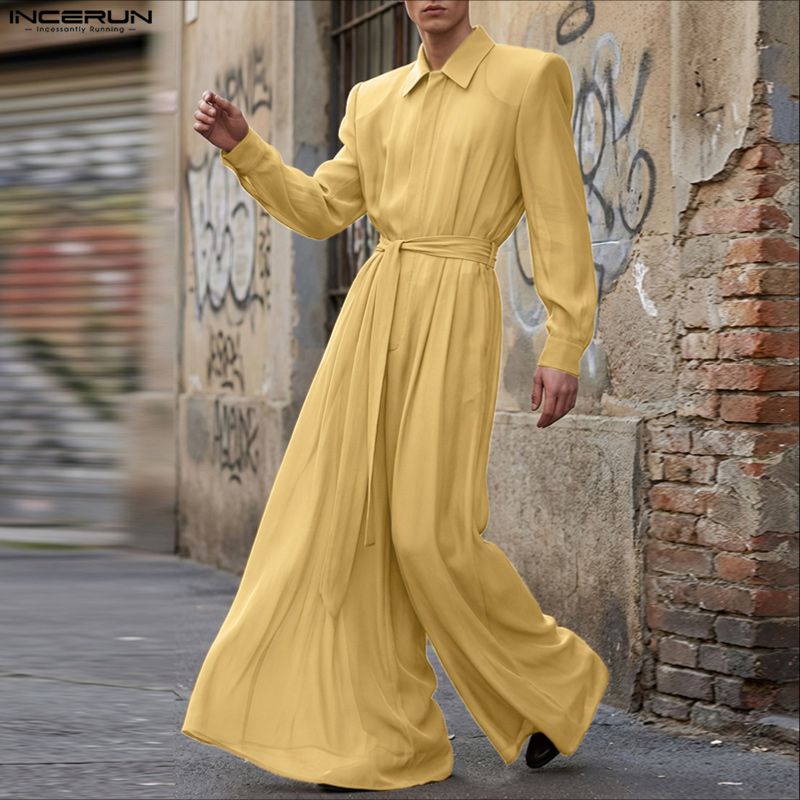 INCERUN Men Jumpsuits Solid La - огляд і ціна Men'S Fashion Overalls