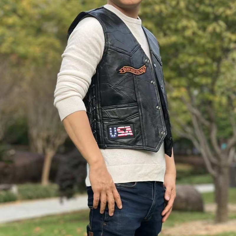 NEW Motorcycle Vests Men Cafe  - огляд і ціна Men'S Fashion Leather Jacket