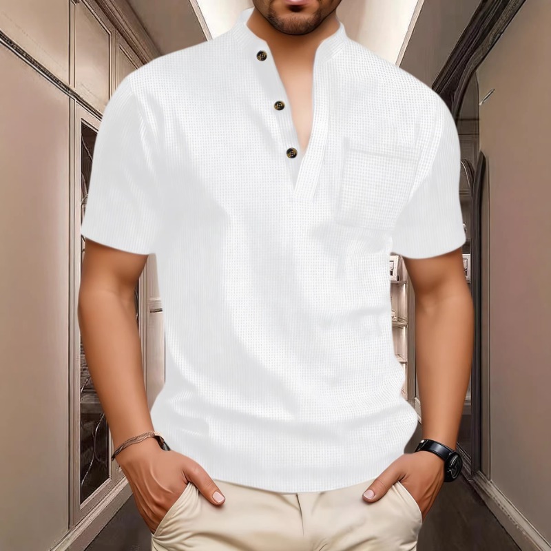 Men's Summer Casual Henley Nec - огляд і ціна Mens Fashion Wear