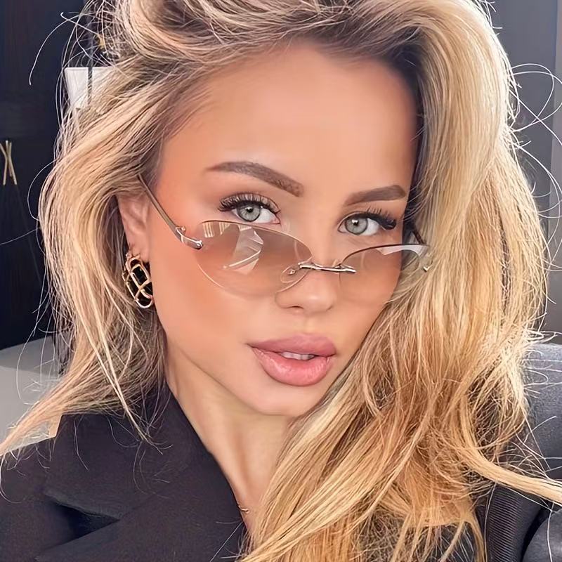 Rimless Oval Sunglasses Women  - огляд і ціна Men'S Fashion Rimless Glasses