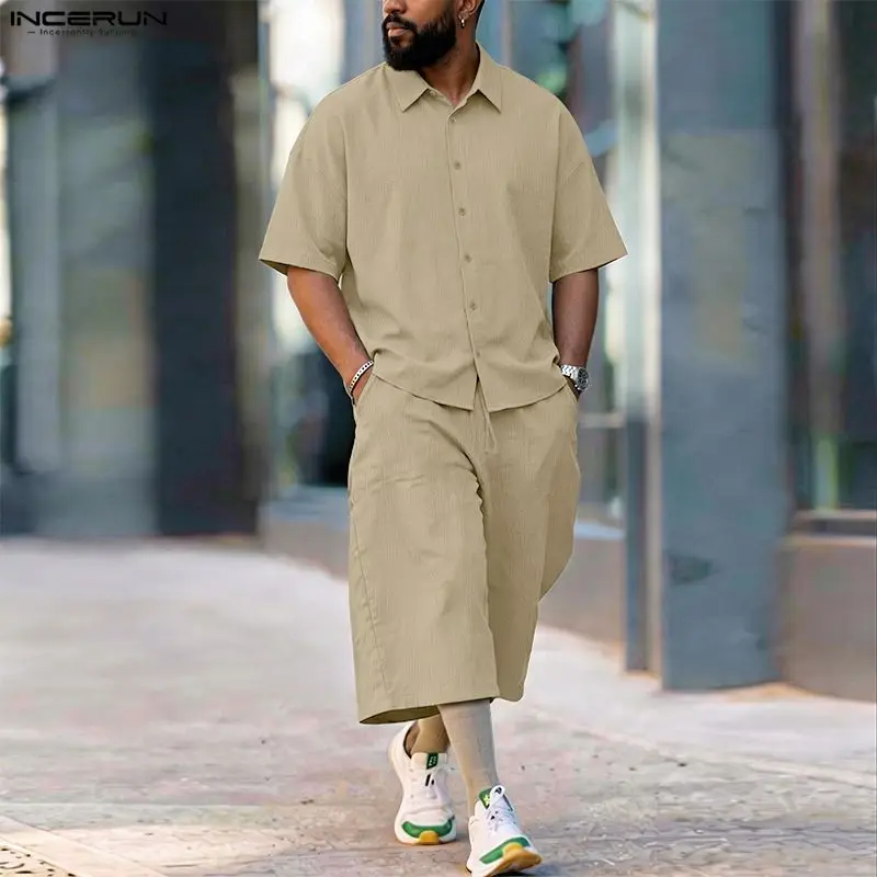 INCERUN Men's Sets Solid Lapel - огляд і ціна Men'S Fashion For Summer 2026