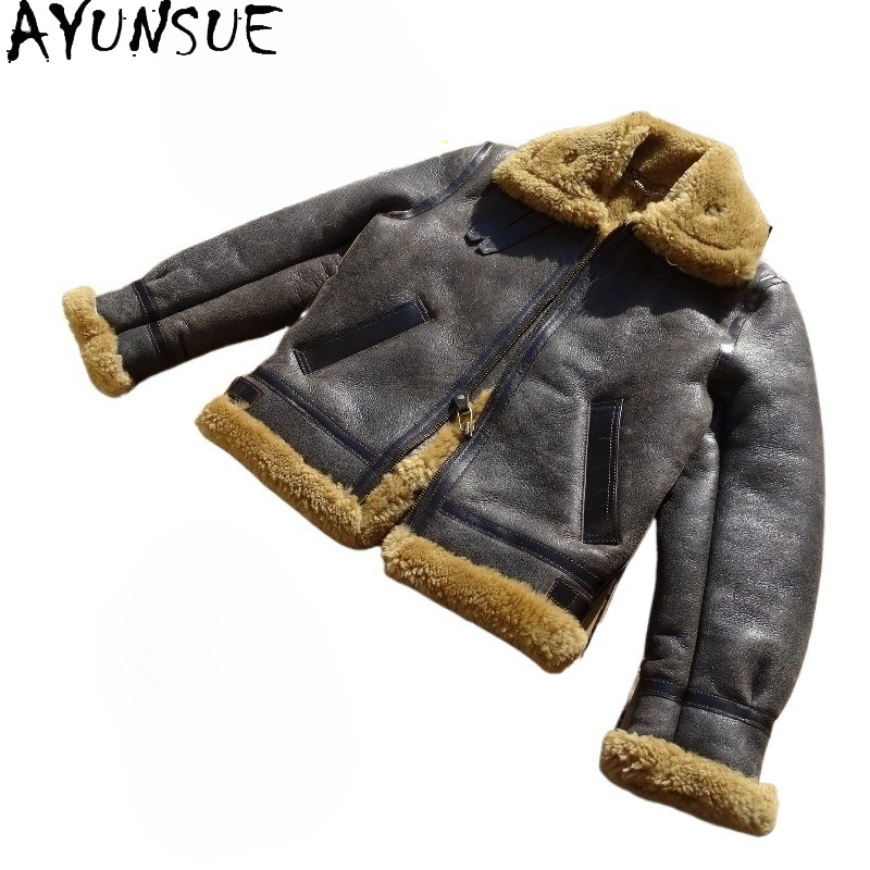 AYUNSUE Natural Wool Fur Coat  - огляд і ціна Men'S Fashion Leather Jacket