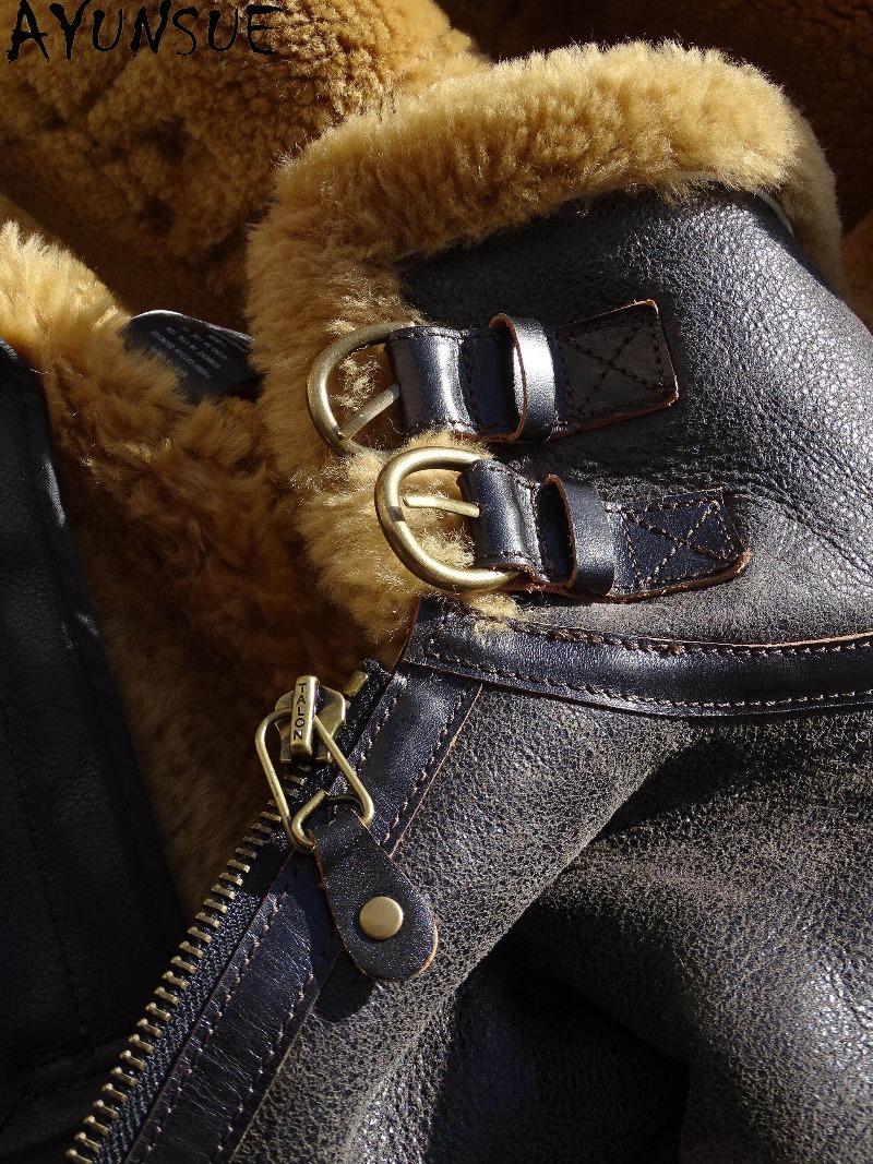AYUNSUE Natural Wool Fur Coat  - огляд і ціна Men'S Fashion Leather Jacket