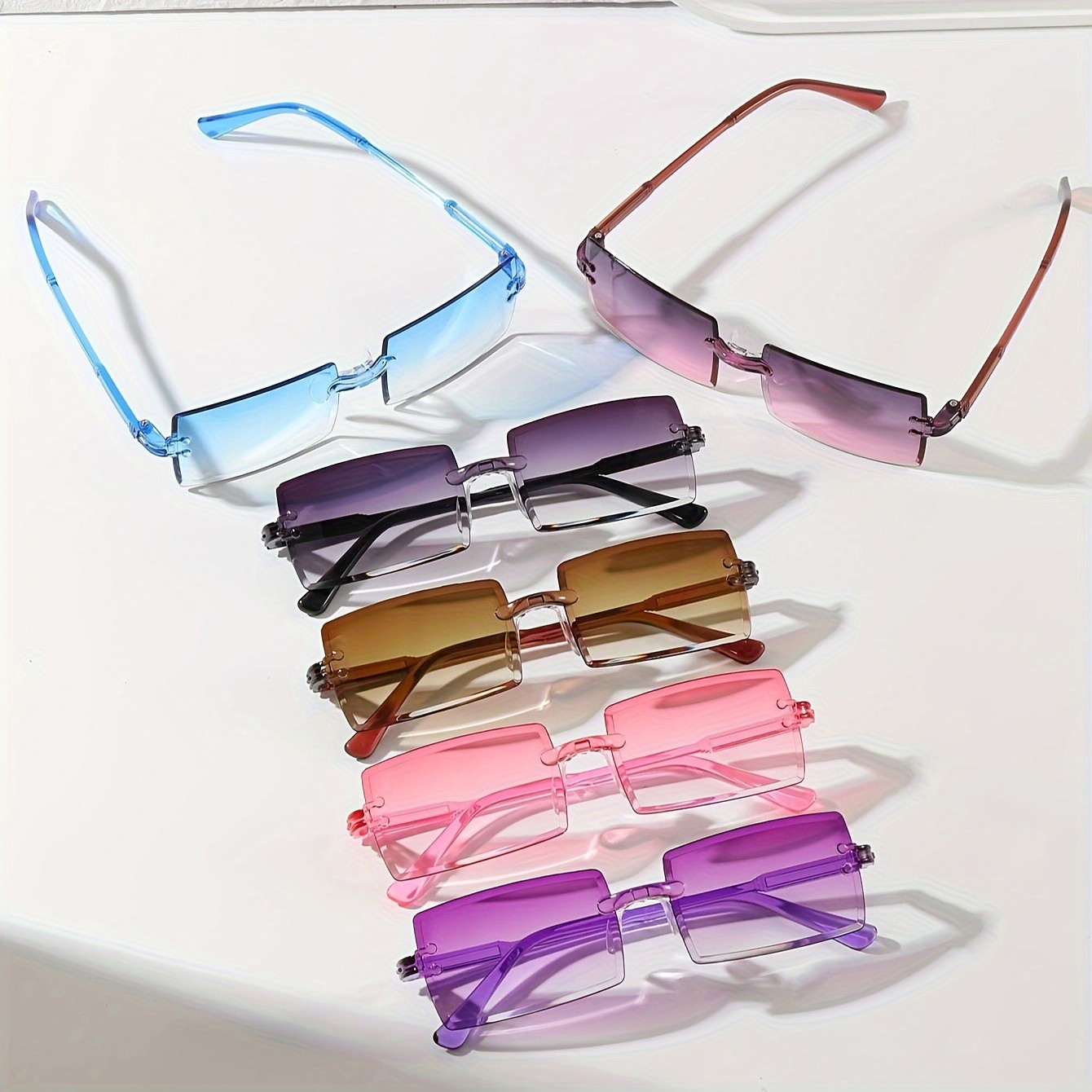 6pcs Rectangle Fashion Sunglas - огляд і ціна Men'S Fashion Rimless Glasses