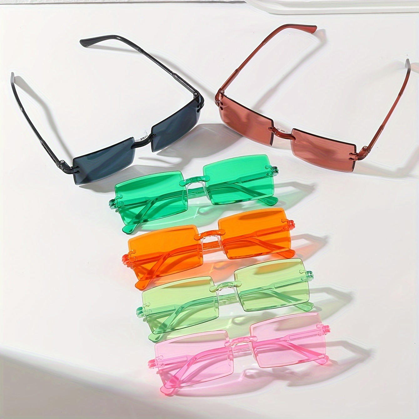 6pcs Rectangle Fashion Sunglas - огляд і ціна Men'S Fashion Rimless Glasses