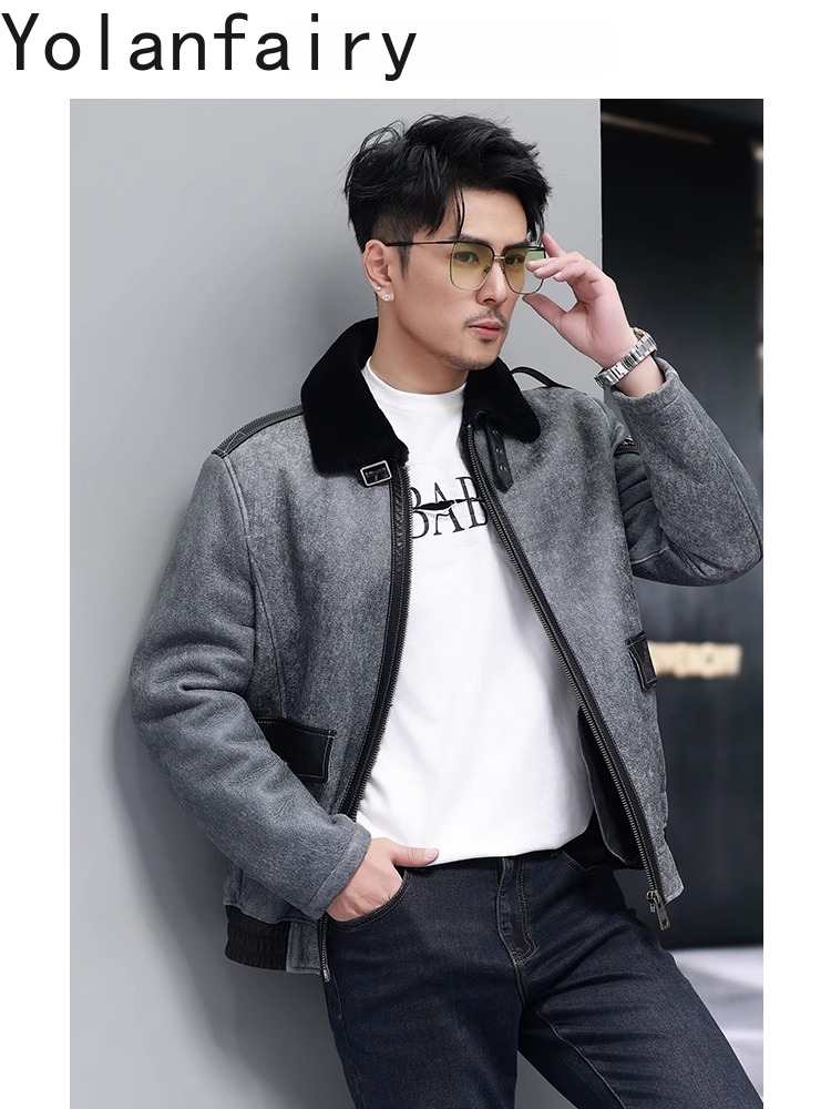 YOLANFAIRY Short Natural Fur C - огляд і ціна Men'S Fashion Leather Jacket