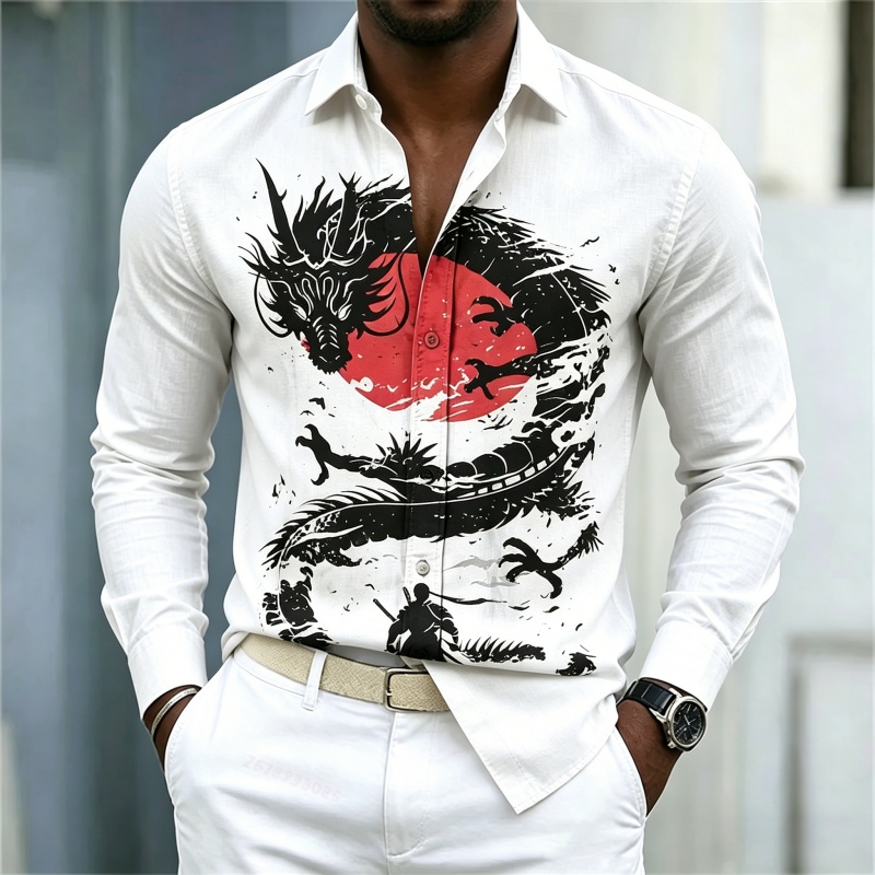 2026 New Men's Shirt White Bla - огляд і ціна Mens Fashion Wear