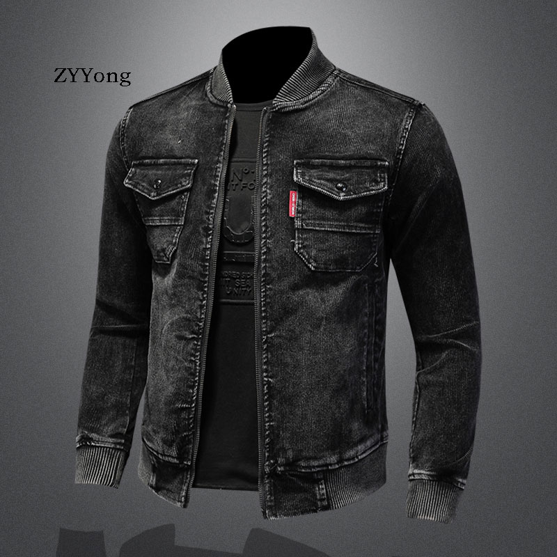 Stand Collar Bomber Pilot Blac - огляд і ціна Corduroy Jacket Men