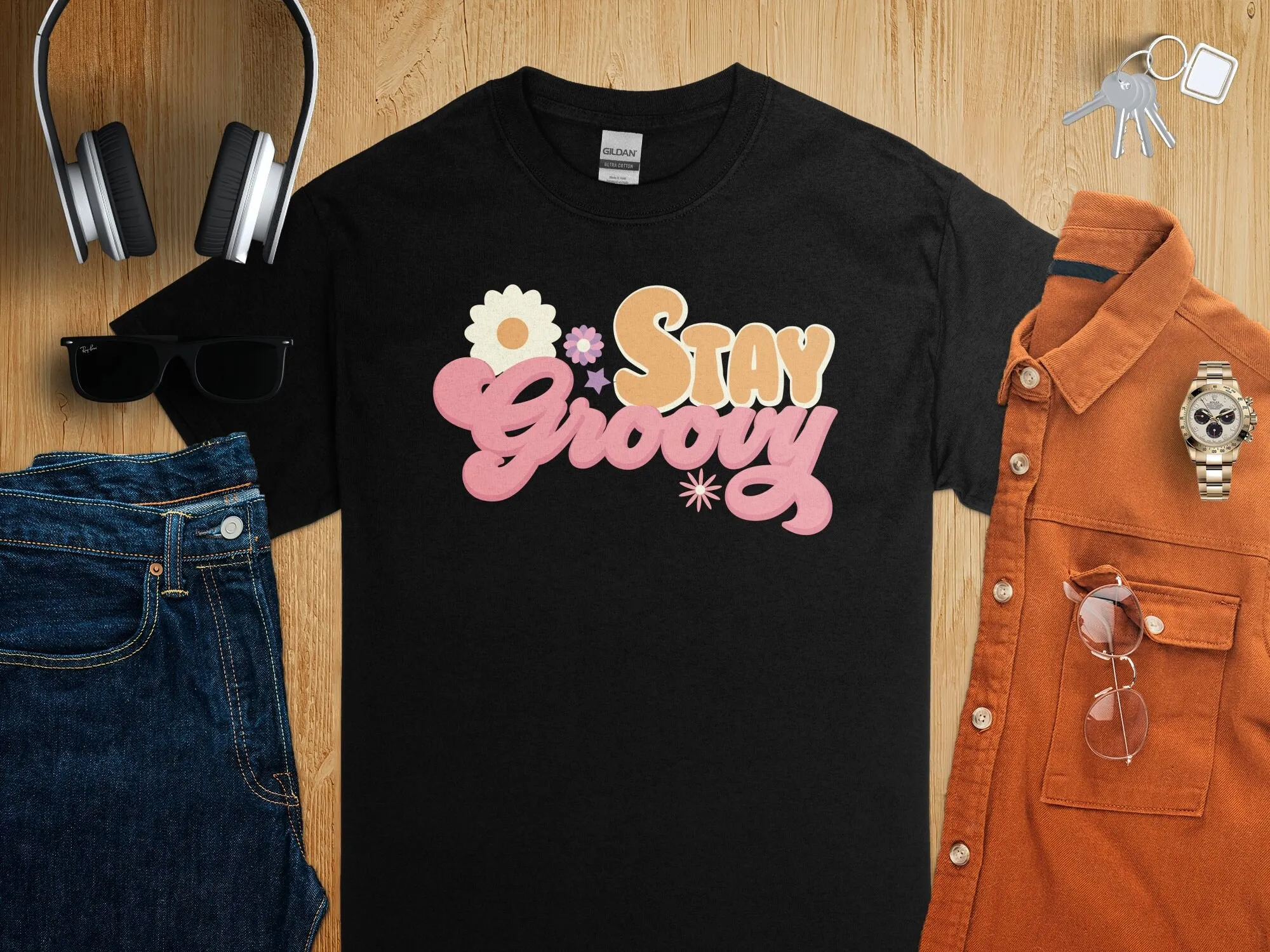 Stay Groovy Retro Style T Shir - огляд і ціна Men'S Fashion 70S