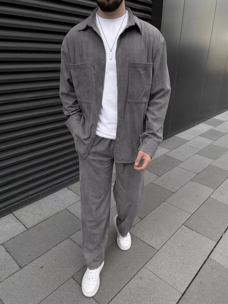 Men's corduroy two-piece outfi - огляд і ціна Mens Fashion Wear