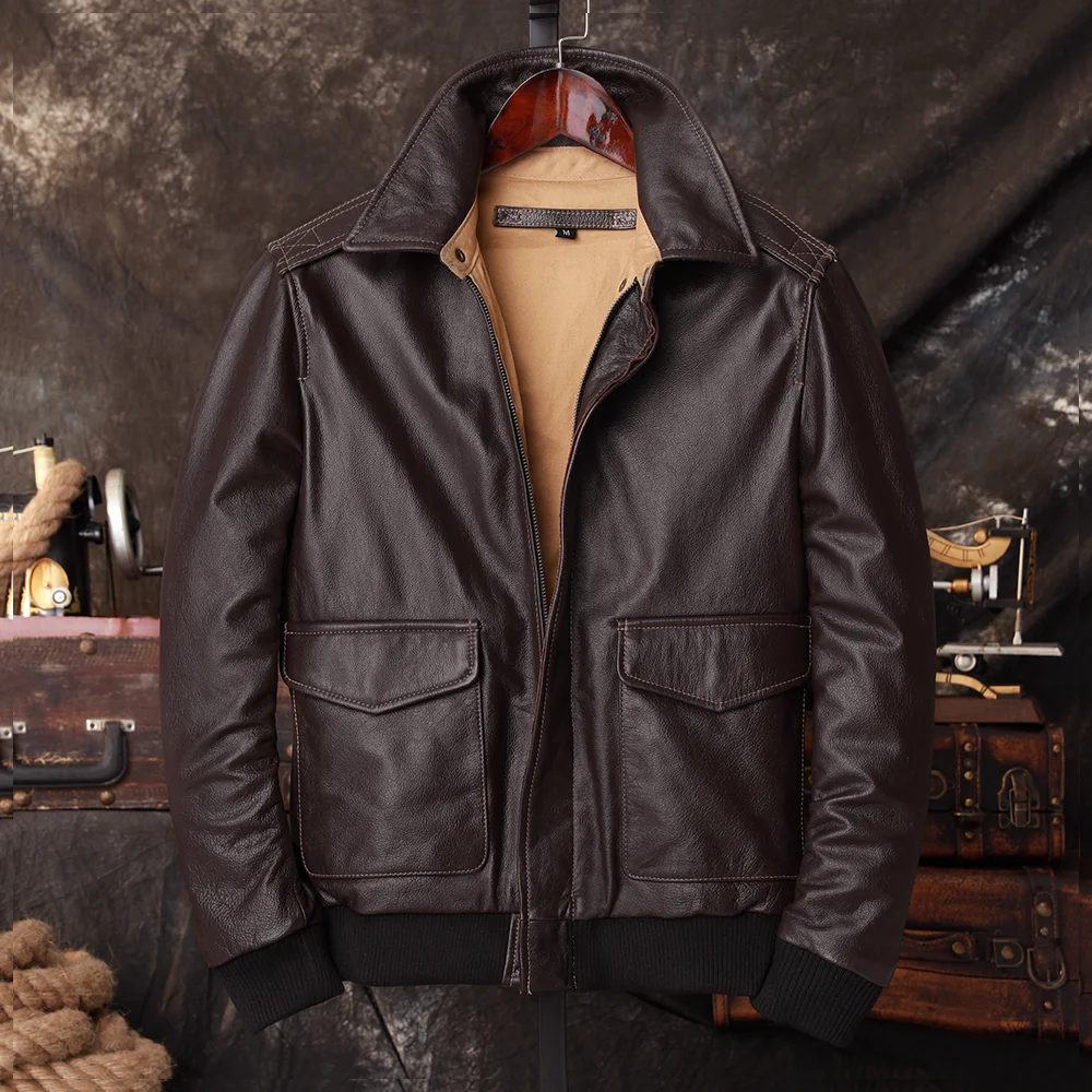 Bomber A2 Pilot Genuine Leathe - огляд і ціна Men'S Fashion Leather Jacket