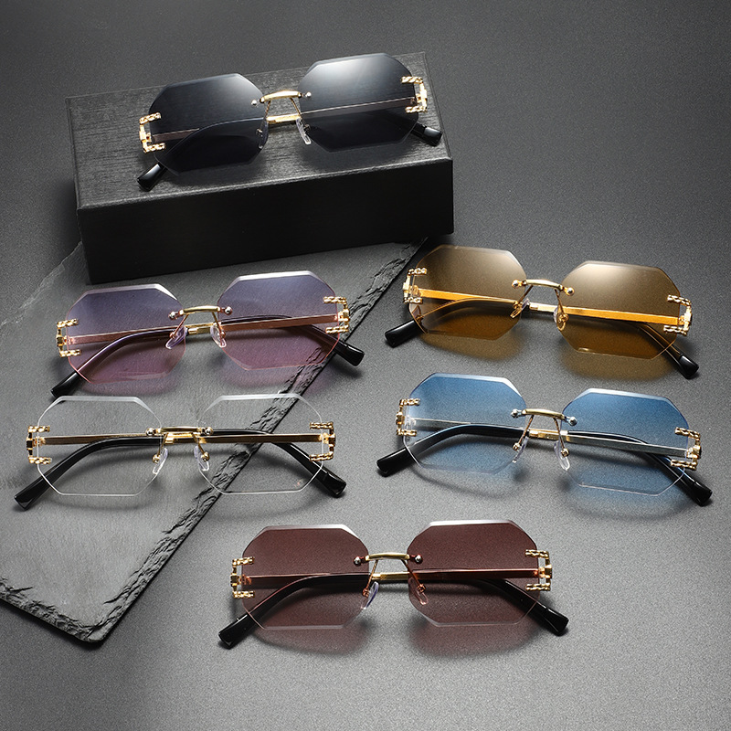 New Small Rectangle Rimless Su - огляд і ціна Men'S Fashion Rimless Glasses
