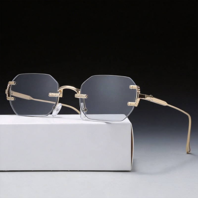 Rimless Sunglasses Rectangle F - огляд і ціна Men'S Fashion Rimless Glasses