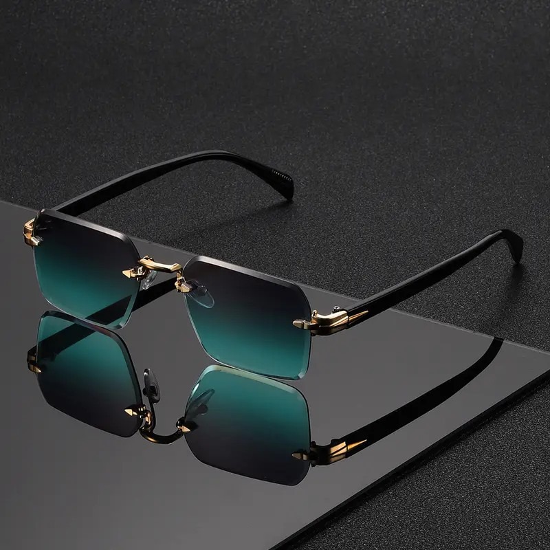 Rimless Sunglasses Rectangle F - огляд і ціна Men'S Fashion Rimless Glasses