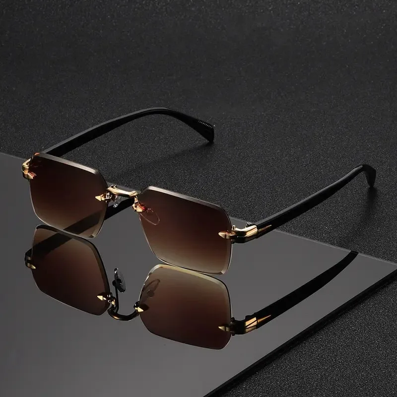 Rimless Sunglasses Rectangle F - огляд і ціна Men'S Fashion Rimless Glasses