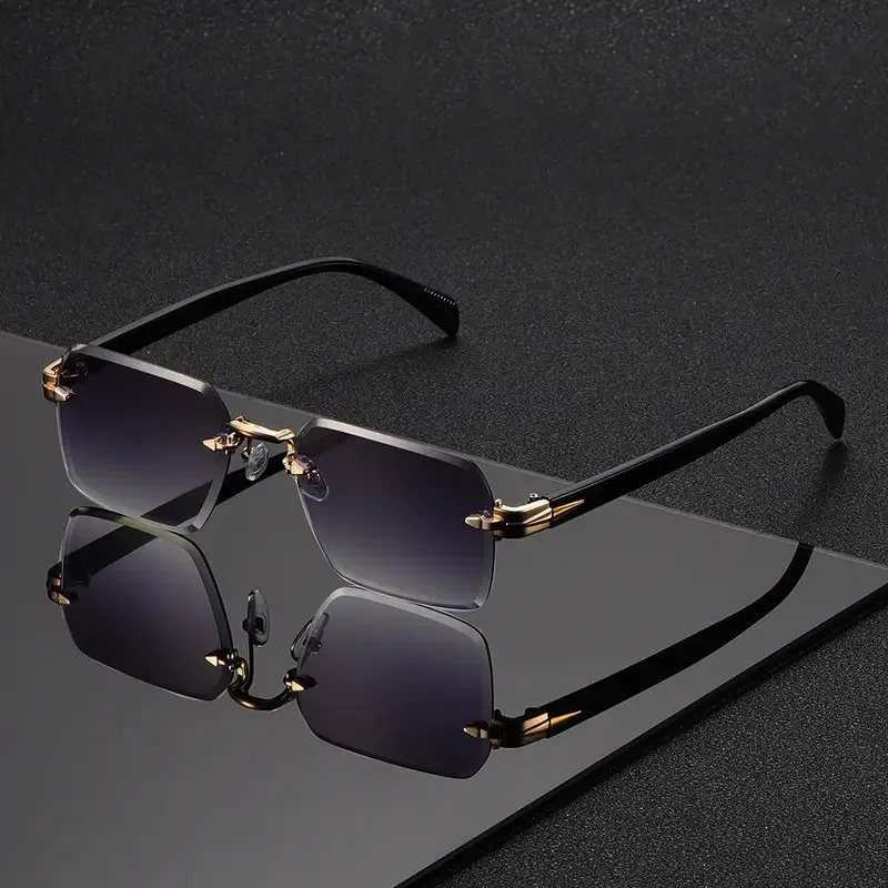 Rimless Sunglasses Rectangle F - огляд і ціна Men'S Fashion Rimless Glasses