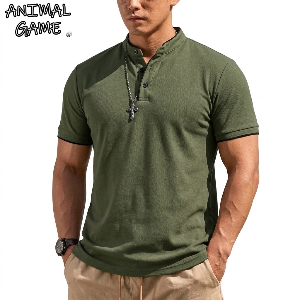 Summer Short Sleeve Henley Shi - огляд і ціна Men'S Fashion Polo Shirt