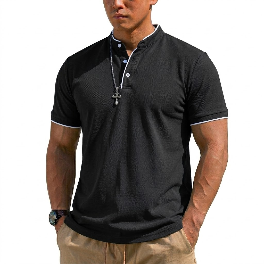 Summer Short Sleeve Henley Shi - огляд і ціна Men'S Fashion Polo Shirt