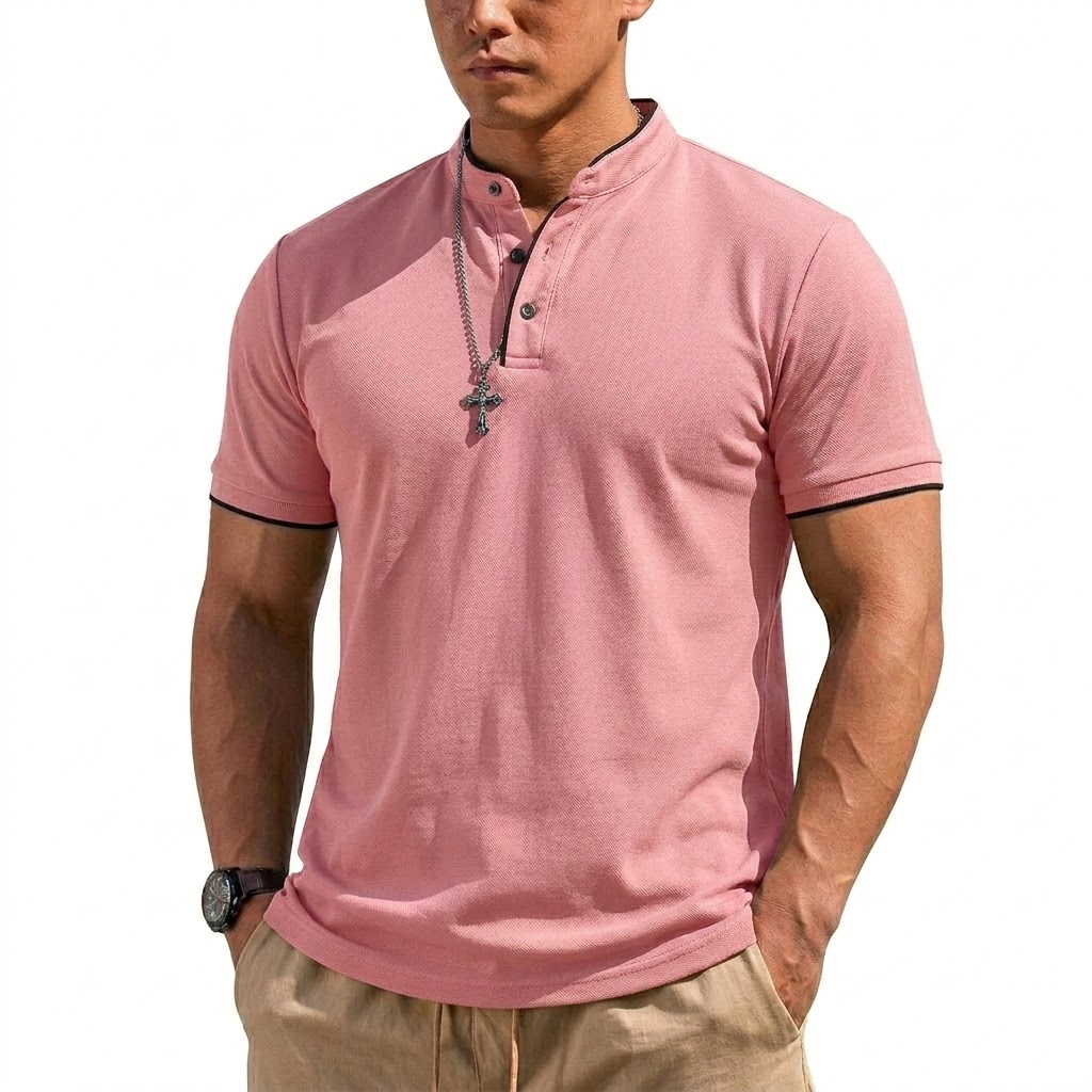 Summer Short Sleeve Henley Shi - огляд і ціна Men'S Fashion Polo Shirt