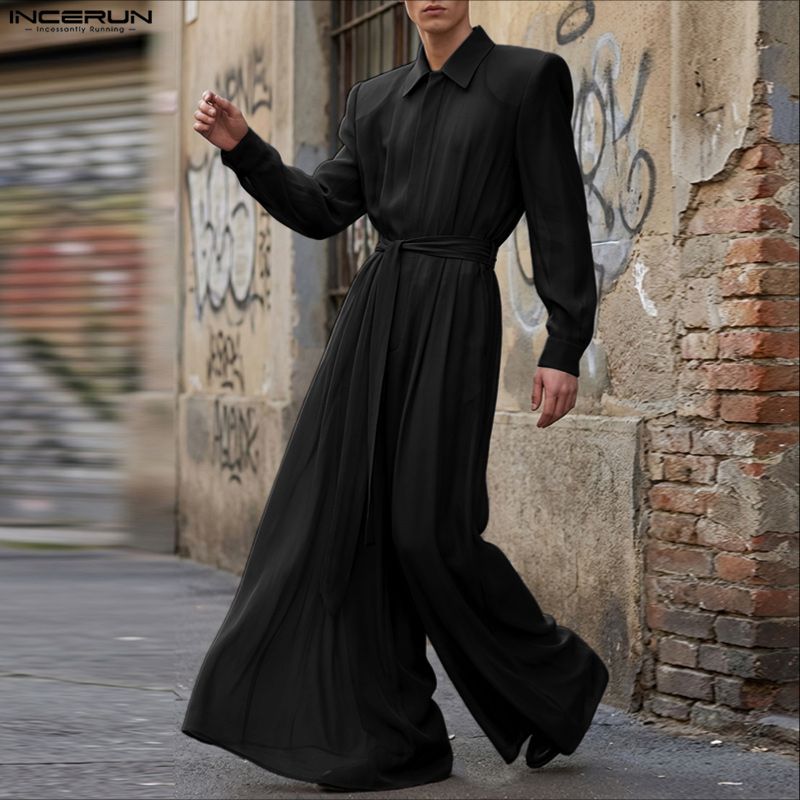 INCERUN Men Jumpsuits Solid La - огляд і ціна Men'S Fashion Overalls