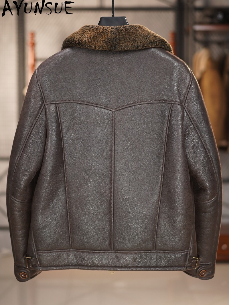 AYUNSUE 100% Natural Fur Coat  - огляд і ціна Men'S Fashion Leather Jacket