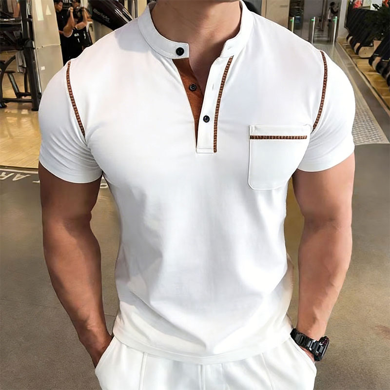 New Summer Men's Henry Collar  - огляд і ціна Men'S Fashion Polo Shirt